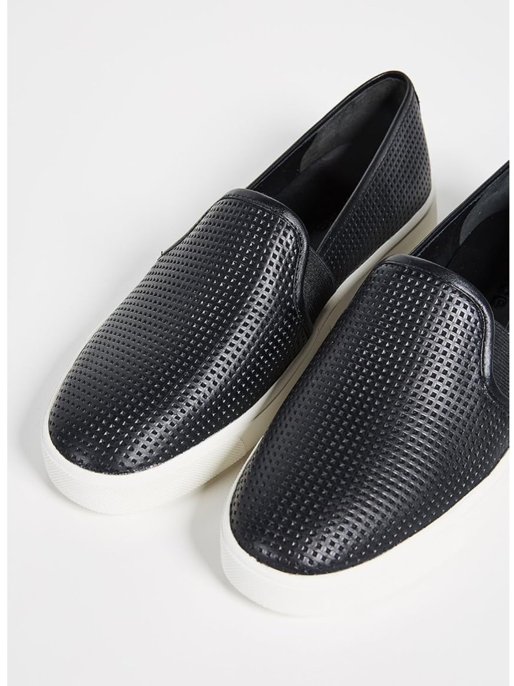 VINCE Woman’s Black Slip-On Perforated Leather Sneakers sz 5. NWOB